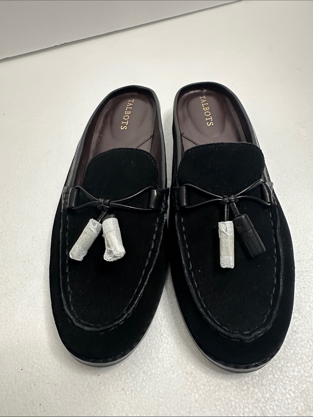 Talbots Black Suede leather Tassel Slip-On Loafers size 9 comfy